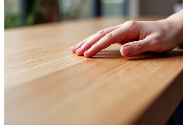 自然塗料で仕上げられた滑らかな木製ダイニングテーブル