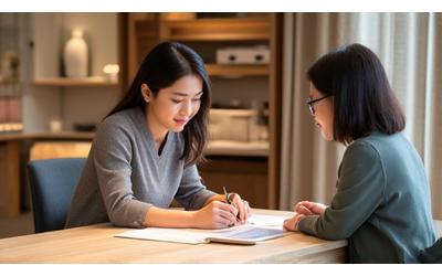 インテリアスタイリストが顧客と相談している様子