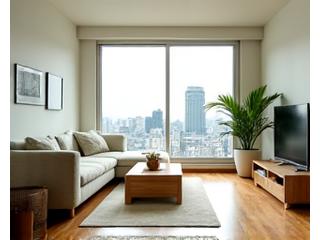 リノベーション後の広々とした渋谷のマンションリビング