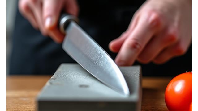 包丁を研ぐ様子