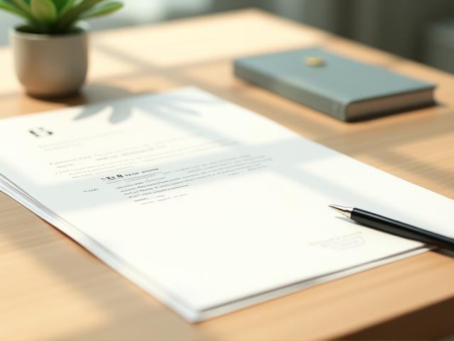 契約書とペンが置かれた清潔なデスク